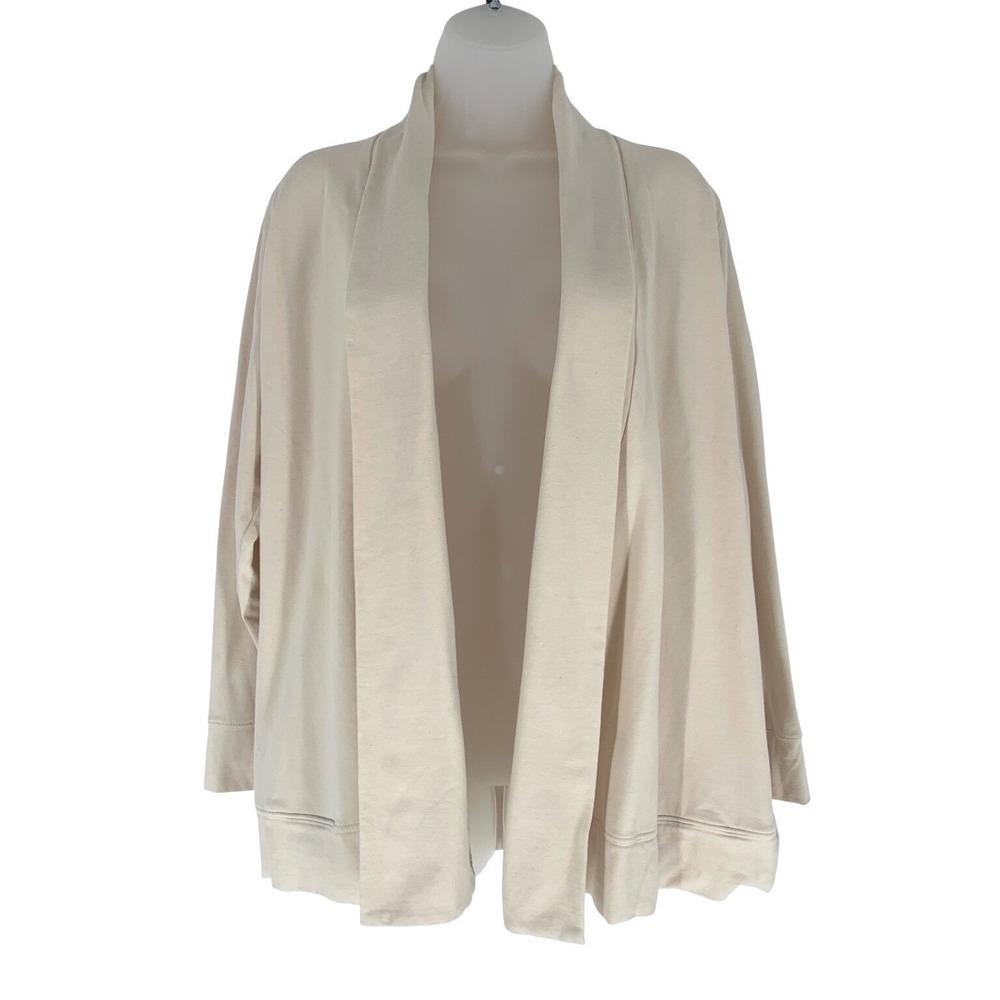 Pacas Pima Cotton Alpaca Cardigan Large Cream Open Front Quiet Luxury
